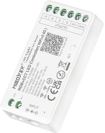 LIGHTEU®, Milight Miboxer RGBCCT Controlador de tira de LED WiFi, control remoto de Amazon Alexa y Google Home Voice y control de APP, no se necesita WiFi-box, bluetooth 4.2, FUT039W