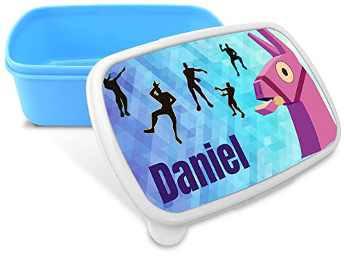 LolaPix Caja merienda infantil. Caja merienda con nombre. Fiambrera infantil. Apta microondas y libre BPA, Filatos y metales pesados. Regalos personalizados. FORNITE