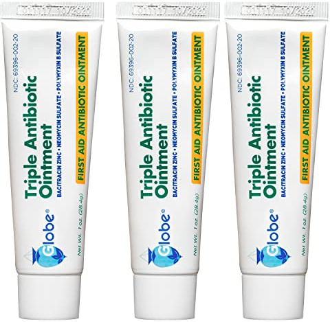 Globe (3 Pack 1oz Triple Antibiotic Ointment, First Aid Ointment for Minor Scratches and Wounds and Prevents Infection, Compare to The Active Ingredients of Leading Brand (3 Pack)