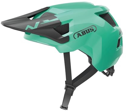 ABUS MTB-Helm YouDrop - Fahrradhelm für Kinder und Jugendliche - für den Alltag oder Touren im Gelände - mit Platz für einen Zopf - Hellgrün, Größe S