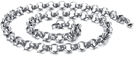 KnSam Edelstahl Rolokette 70 cm, Kette Männer Silber Herren Metallkette Edelstahl Breit 12MM Freundschaftskette Jungs