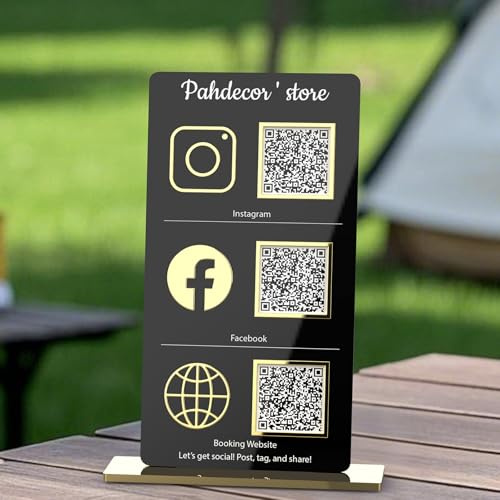 Personalisierbares 3D-Dreifach-Symbol, Multi-Business-QR-Code-Schild für Schönheitssalon, Friseure, Kosmetikerin, Scan mit Venmo und PayPal