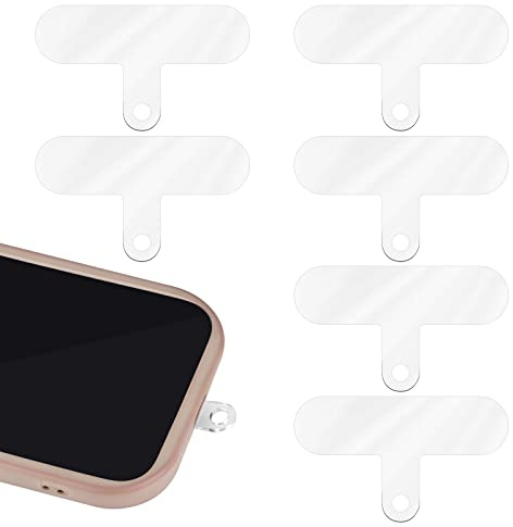6 Pcs Clear Phone Tether Tab, Crossbody PVC Phone Strap Tabs Heavy Duty Multifunctional Thin Cell Phone Lanyard Patch Pad for iPhone Most Smartphones Mobile Phones (Transparent Color)