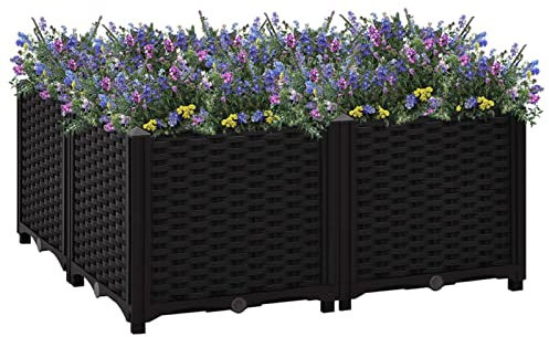 JUNZAI Raised Beds For Vegetables,Raised Bed,Garden Bed,Planting Kit,Raised Bed 80x80x38 cm Polypropylene