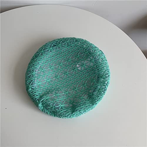 tcax Baskenmütze Damen Hohler Barett-Sommer-Dünner Atmungsaktiver Maler-Hut Modischer Süßer Spitzen-Barett-Sombreros De Mujer,Grün,56-58Cm