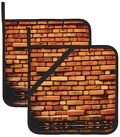 Set di 2 presine da cucina da parete in mattoni shabby per cucinare/cuocere al forno/barbecue, sottobicchieri grandi, resistenti al calore/sottopiatti antiscivolo