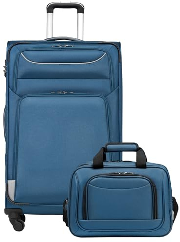 COOLIFE Großer Koffer Weichgepäck Trolley 80cm und 1 Große Umhängetasche