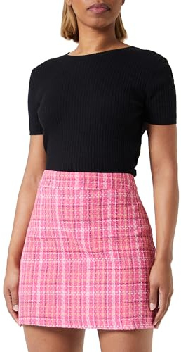 Trendyol Falda Recta para Mujer a Cuadros/Cuadros Mini lápiz, Fucsia, 36
