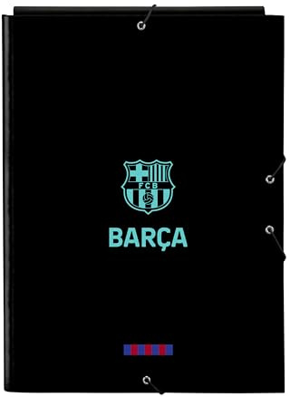 Safta-M068 F.C. Barcelona 3ª EQUIPACIÓN-Carpeta Folio con 3 Solapas, Ideal para Niños de Diferentes Edades, Cómoda y Versátil, Calidad y Resistencia, 26x36.5 cm, Color Negro, Estándar (512425068)