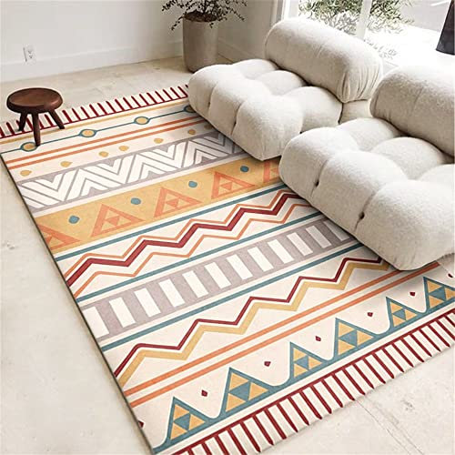 RUGMRZ Fleckerlteppich Deko Wohnzimmer Grau-gelbes geometrisches Design Wohnzimmer Teppich modernes Design rutschfest Outdoor Teppich Klein 80X150CM