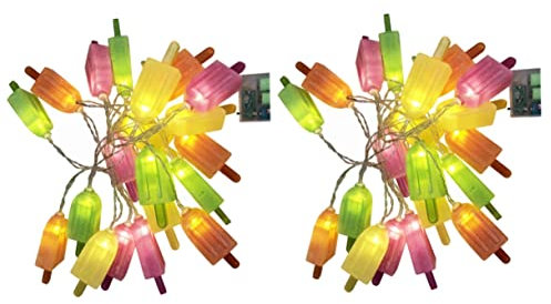 Amosfun 2 Stück -lichterkette in Eiscreme- Batteriebetrieben 3 M 20 Leds Dekorative Lichterkette für Schlafzimmer Hochzeiten und Mädchenzimmer