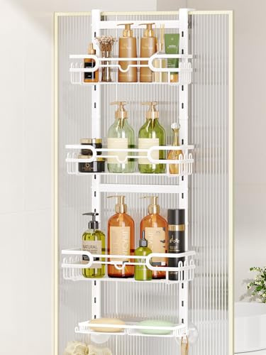 HapiRm Einstellbar Duschablage zum Hängen - Für Mieter und Badezimmer | Duschregal zum Hängen mit 4 Duschkorb, Duschablage Dusch Hängeregal mit Seifenschale & Haken, Hängeregal Dusche für Shampoo