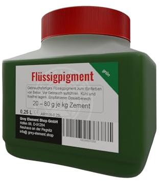 Grey Element Shop Flüssigpigment Farbe Grün 250ml – Hochkonzentrierte Pigmentdispersion für Beton, Harz, Gips, Wandfarbe & mehr – Universelle Farbpaste für Innen & Außen
