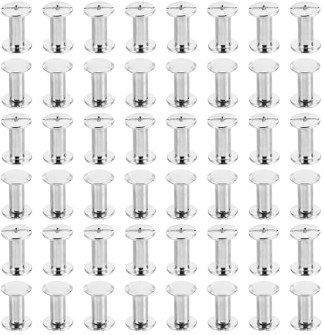 PATIKIL M5x12mm Chicago-Schrauben, 100 Sets Chicago-Schrauben Phillips-Bindungsschrauben Bolzen Leder-Nieten Messing-Befestigungselemente Verbindungsstücke Stahl, silberfarben