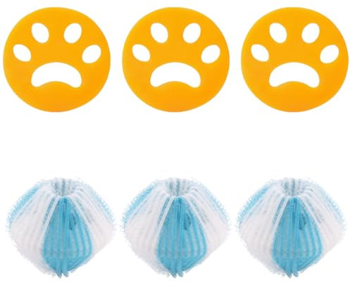 SGERUFZ 6 Pcs Bolas recogepelos reutilizables y Eliminador de pelo de gatopara lavar la ropa de mascotas Perros Gatos 2 colores y estilos