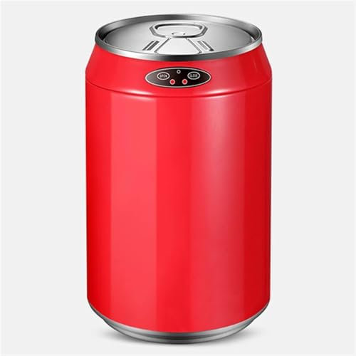 DZYHFCO Petite poubelle à papier de 9 litres avec poubelle ronde sans contact, poubelle automatique en acier inoxydable pour bureau, chambre, cuisine, (rouge)