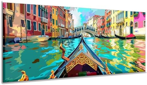 Malen Nach Zahlen Erwachsene Venedig Malen Nach Zahlen Erwachsene Leinwand 35 x 80 cm, Malen Nach Zahlen Paint By Numbers Adult Ölgemälde Mit 3-Pinseln Und Acrylfarbe Malerei Kits, Ohne Rahmen yf629