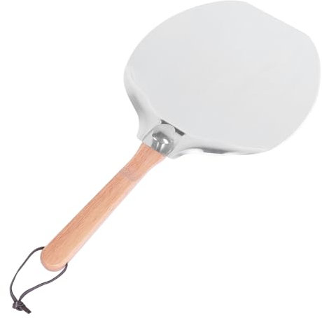Stainless Steel Metal Pizza Paddle, Pizza Peel with Foldable Wooden Handle, Cake Pastry Dough Peel, Oven Accessories, for Turning Bread, Easy Storage, Indoor Outdoor Baking
