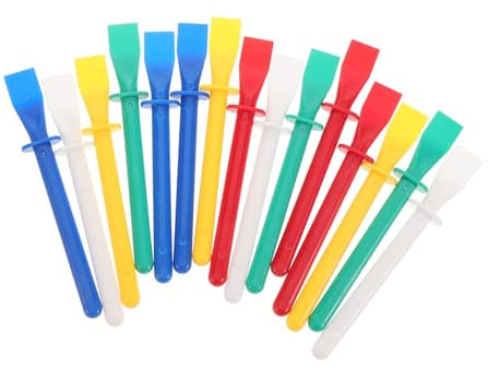 DIYEAH Lot de 15 bâtons de palette - Pinceau à colle - Spatule de colle en cuir - Lubrifié avec une spatule - Outil de colle manuel - Distributeur de colle - Pour travaux manuels - Grattoir à colle