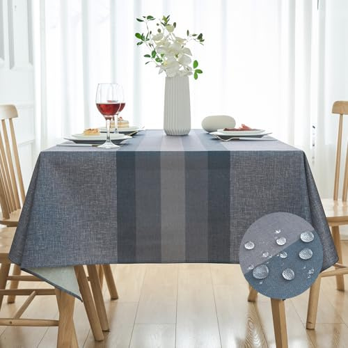Arwllzz Tovaglia Quadrata Antimacchia 100x100 Tovaglia Impermeabile Esterno Effetto Lino Grigio Nero Tovaglie cucina per Protezione Tavolo, Sala da Pranzo, Ristorante, Pranzo, Giardino, Festa