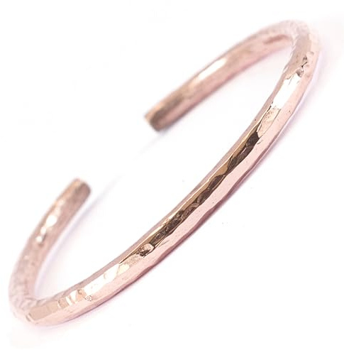Generico Bracelet rond en cuivre pur martelé, réglable unisexe, Hippie Boho, fabriqué à la main au Népal