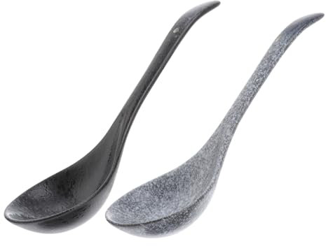 PHENOFICE 2stücke Löffel Mit Langem Griff Zarte Keramiklöffel Haushaltssuppenlöffel Vintage-reislöffel Einfache Suppenlöffel Zum Trinken Von Suppe Und Brei