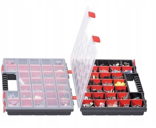 Duo Compartment Storage Tandem Organiser Case Tool Box Adjustable Dividers (Model 3)
