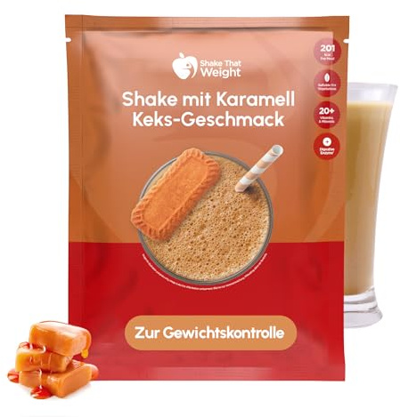 Shake That Weight 10x Diet Shake - Mahlzeitenersatzplan zur Gewichtsreduktion - Sehr kalorienarme Diät - VLCD - Proteinreich, Zuckerarm (Karamell-Keks)