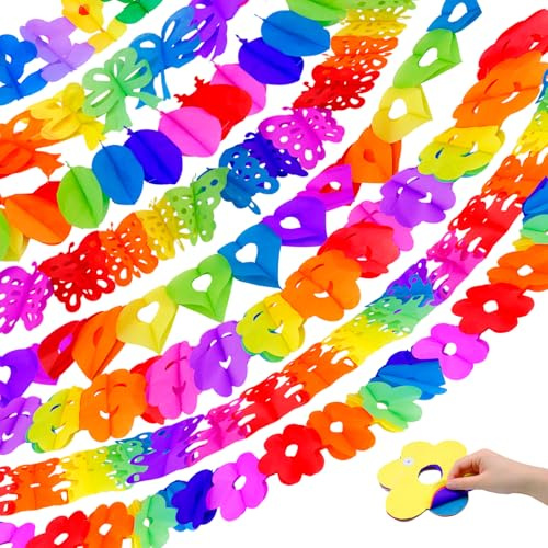8 Stück Bunt Girlande Papier, Hängenden Deko Garlanden,Girlande Papier Deko, Geburtstagsgirlande Partygirlanden Deko, für Abschlussfeier Hochzeit Geburtstag Karneval Party