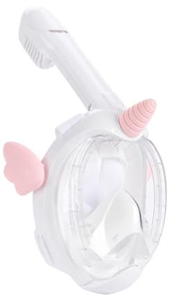 CQJJXKYC Tauchmasken Schnorchelmaske Volltrockene, beschlagfreie und wasserdichte Einhorn-Tauchmaske mit fortschrittlichem Atemsystem für Schwimmen und Schnorcheln(White)