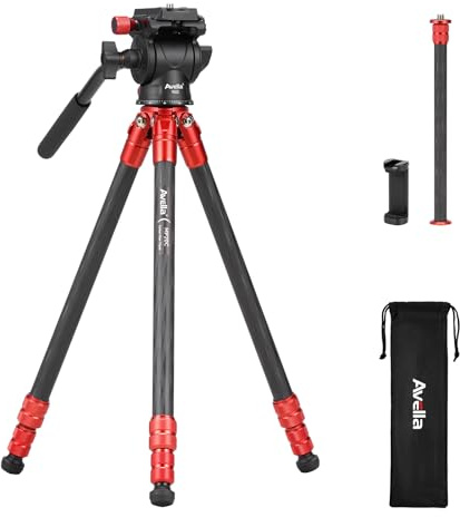 Avella Mini Carbon Fiber Camera Tripod MP20C, Portable Lightweight Tabletop, External Center Column Compact Design, Travel Tripod with 360°Ball Head and V Yoke Bracket for DSLR Camera