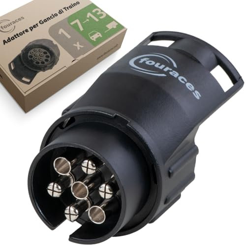 fouraces 7 pin to 13 pin trailer adaptor - car to trailer, towing bar adapter - for caravan, electrics, black