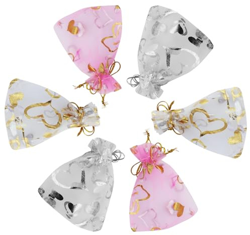 CARANNACLTD 120 Stück Organzasäckchen 9 x 7 cm Kleine Organzabeutel, Bunt Organza Taschen mit Kordelzug, Geschenkbeutel Schmuckbeutel, Organza Säckchen für Hochzeit Geburtstag Party Schmuck