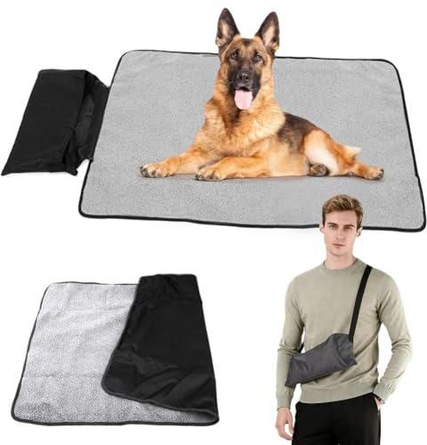 Hundedecke für Unterwegs, Faltbare Wasserdichte Haustier Decke Camping Decke Hund Katze Mat Wärmende Decke, Hundebett Hundematte für Outdoor Innen Große Reisedecke für Haustier, 100 x 70 cm (Schwarz)