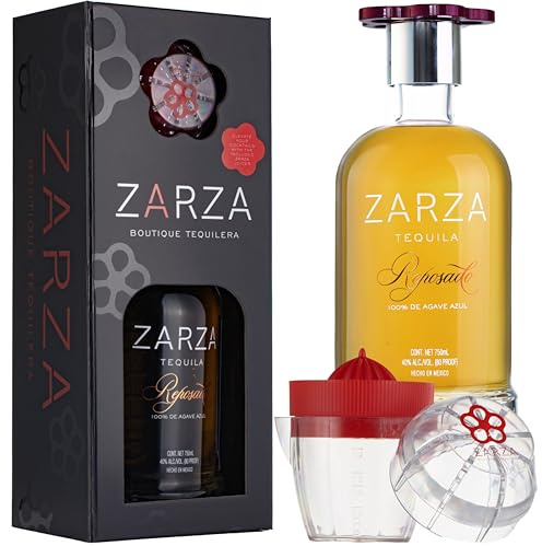 Zarza Reposado Tequila 750ml Gift Set – 100% Blue Agave Premium Tequila with Cocktail Juicer – Gift