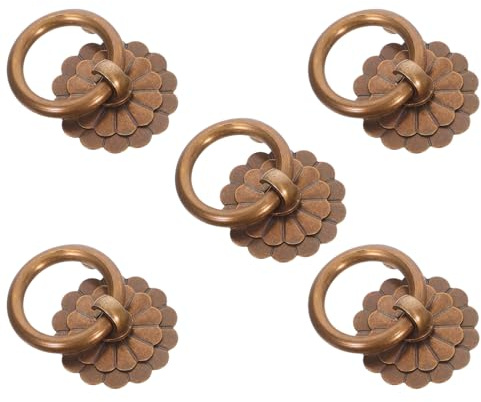HOMSFOU Set 5 Maniglie ad Anello Vintage in Ottone per Mobili Maniglie Decorative per Cassetti e Ante Ferramenta per Mobili Finitura Bronzo Antico per Armadi e Porte Interne