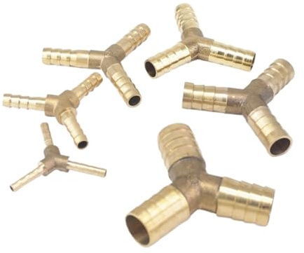 YXYFSP 2 Stück 3-Wege-Schlauchkupplungen aus Messing für 3 mm bis 19 Innendurchmesser – Langlebige Verbinder für den Flüssigkeitstransfer(10mm)