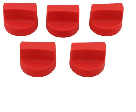 Volakebeing 5-teiliges Gasherd-Einstellknopf-Set, 50 mm Durchmesser, Kunststoff-Kochknöpfe mit 8 mm Einsatz für präzise Flammensteuerung, Ersatzknöpfe kompatibel mit den meisten (rot)