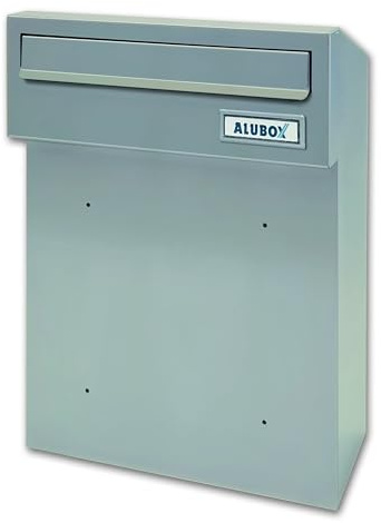 Alubox FENCY Buzón de exterior 45 x 34 x 16 para empotrar o vallas Buzón con ranura frontal y apertura trasera para exterior, antioxidante, resistente (plata)