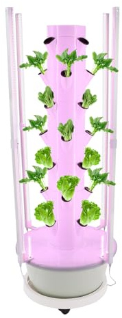 CuCummoo Système de culture hydroponique - Tour de culture hydroponique verticale avec 7 couches, 28 tours de plantation, pompe et réservoir d'eau mobile pour le jardinage hydroponique en intérieur