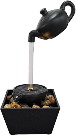 Fontane a Cascata per Interni, Fontana da Tavolo per Interni, Teiera Galleggiante con Luce LED Morbida, Decorazione Ricaricabile USB-C, 4, 7x4, 7 x 11 Pollici, Teiera