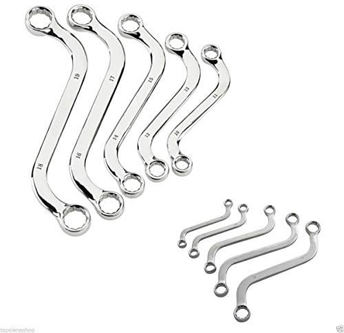 topolenashop Set 5 Chiavi a S Poligonali Metriche in Cromo Vanadio – Doppia Misura 12 Punti – Ideali per Dadi e Bulloni – MR 70074