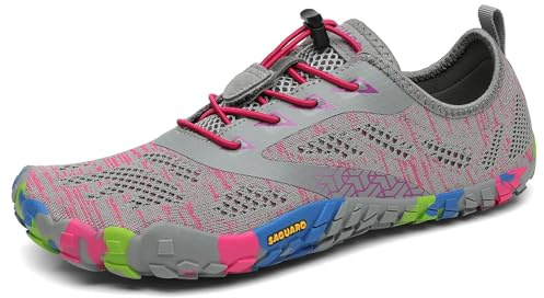 SAGUARO Femme Chaussures de Trail Minimalistes Chaussures de Fitness Été Extérieur Barefoot Chaussures de Running Homme Antidérapant Respirant Extérieur Rosepink 39 EU