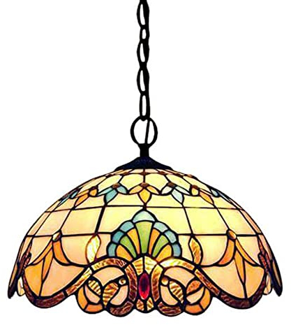 SAILAG LIGHT Vintage E27 Pendelleuchte Tiffany Stil Hängelampe Esstisch Esszimmer Küchen Schlafzimmer Pendellampe Höheverstellbar Retro Wohnzimmerlampe Glasmalerei Schatten Innen Dekor Lampe,φ30CM