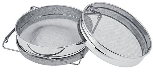 Doppelsieb aus Edelstahl für die Honiggewinnung, Filter für Bienenzuchtausrüstung, für die meisten Eimer, mit Stretchgriff