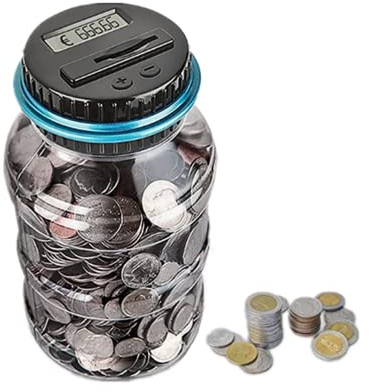 ALLOMN Geld Sparen Box, 1.5L/1.8L Münzzählen Box Münzen Bank Digitale Münzzählen Spardose LCD Anzeige Große Kapazität Kinder Weihnachten Geschenk (Keine Nachtleuchtende Funktion, 1,5 L)
