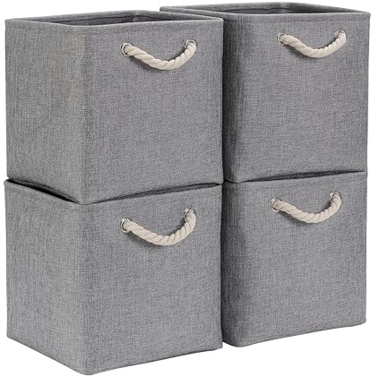 Mangata Stoff Aufbewahrungsbox 30x30x30 cm Faltbar Grau 4er Pack