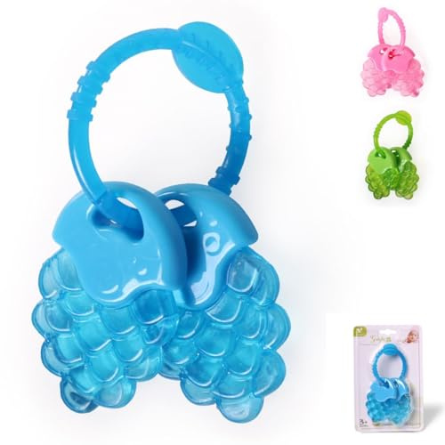 Anillo de mordida de canguro uva T2215, sin BPA, mordida de anillo de mordida refrescante ayuda con los dientes a partir de los 3 meses, colores:azul