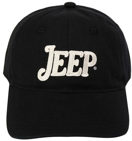 Jeep Vintage Script Logo Heavy Chino Twill Hat - Black