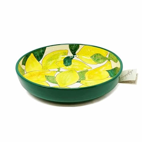 Verano Spanish Ceramics Signature Hand Painted Lemons Home Decor Decorative Food Sharing Serving Food Fruit Salad Bowls Dishes - 23cm